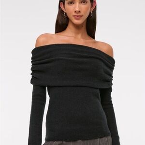 Abercrombie fold over sweater in black